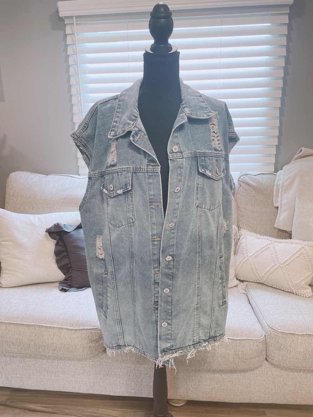 Shein Longer Length Denim Oversized Vest Size 1X